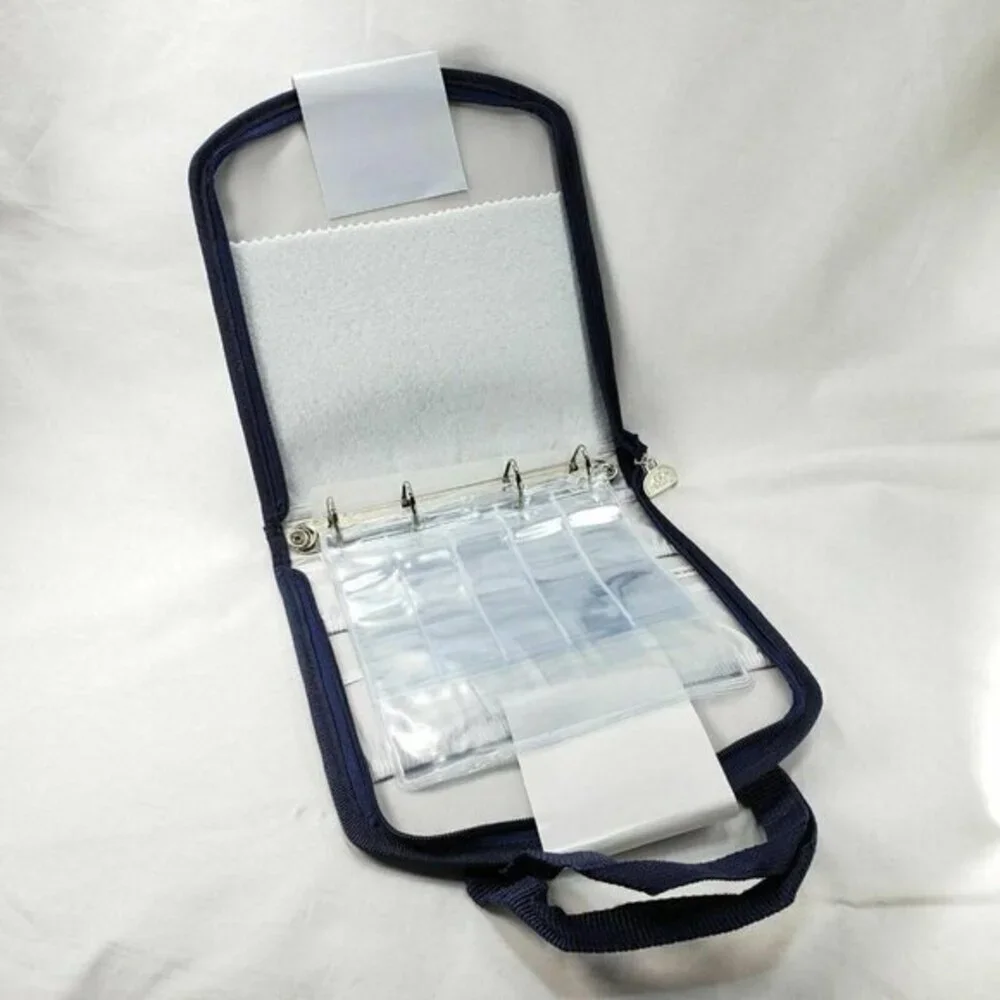 DMC Stitchbow Needlework Organizer Travel Bag Dark Navy White Print‎ New